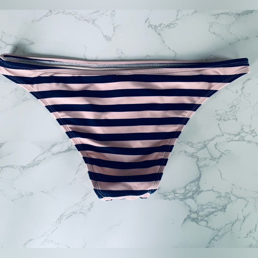 Aerie Swim Cheeky Bottoms Navy and Peach | Large - Picture 3 of 5
